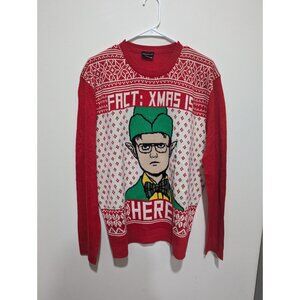 M Dwight Schrute Fact Christmas Is Here Ugly Red Sweater Holiday The Office Elf